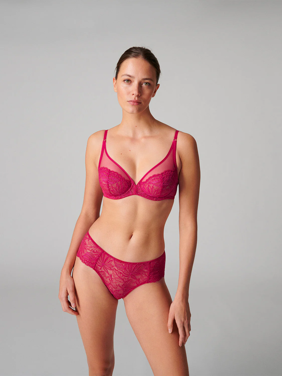 Full cup plunge bra - Raspberry - Image 2