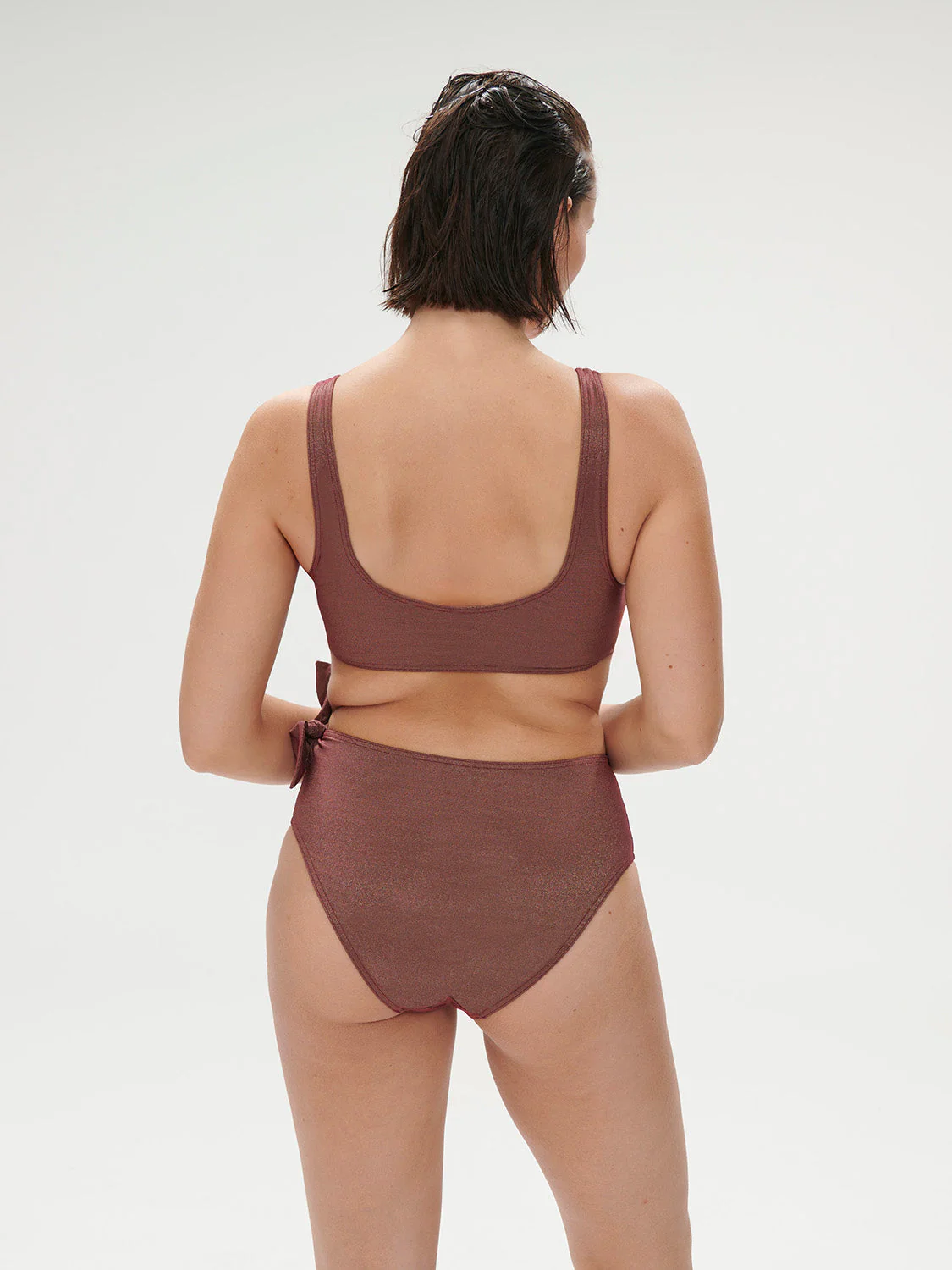 High-waist bikini brief - Lurex Dark Purple - Image 10