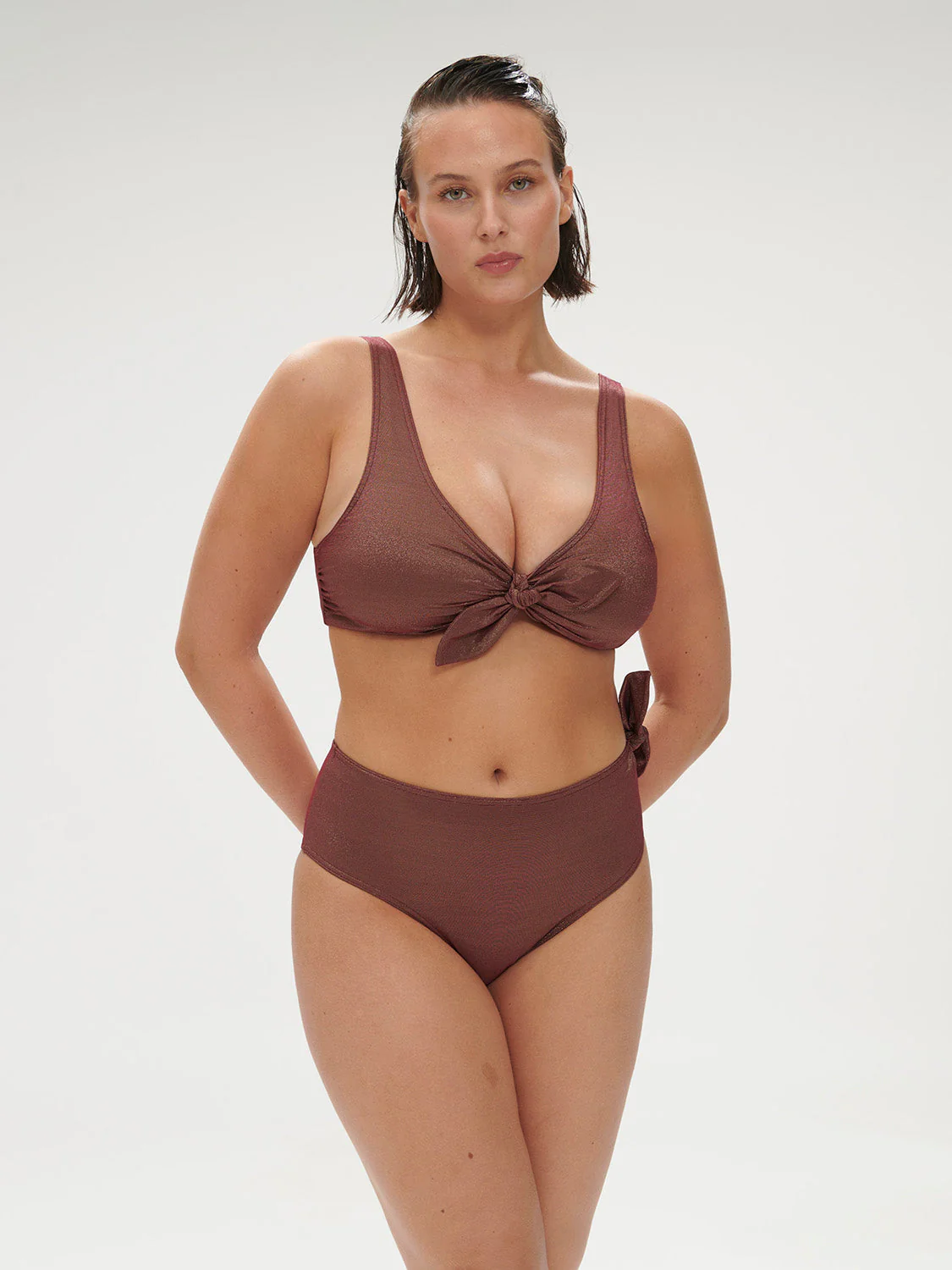 High-waist bikini brief - Lurex Dark Purple - Image 9