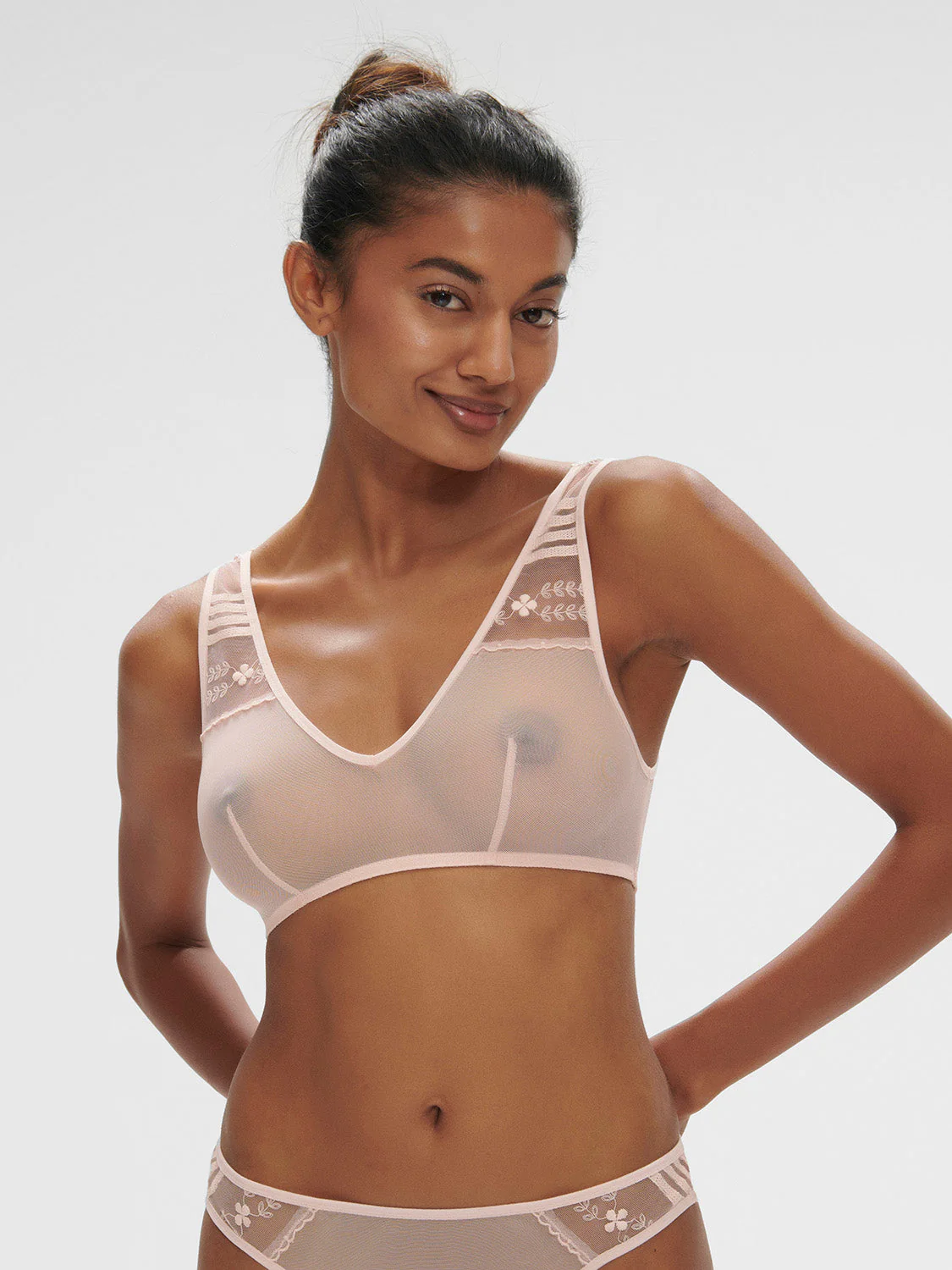 Soft cup triangle bra - Petal Powder