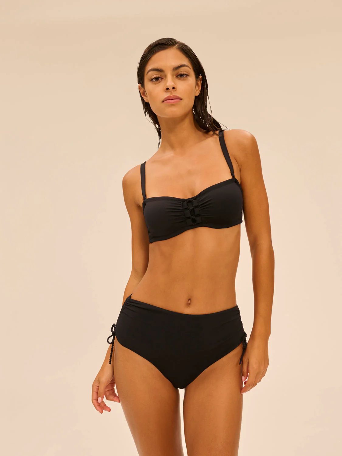 Underwired bandeau bikini top - Black - Image 5